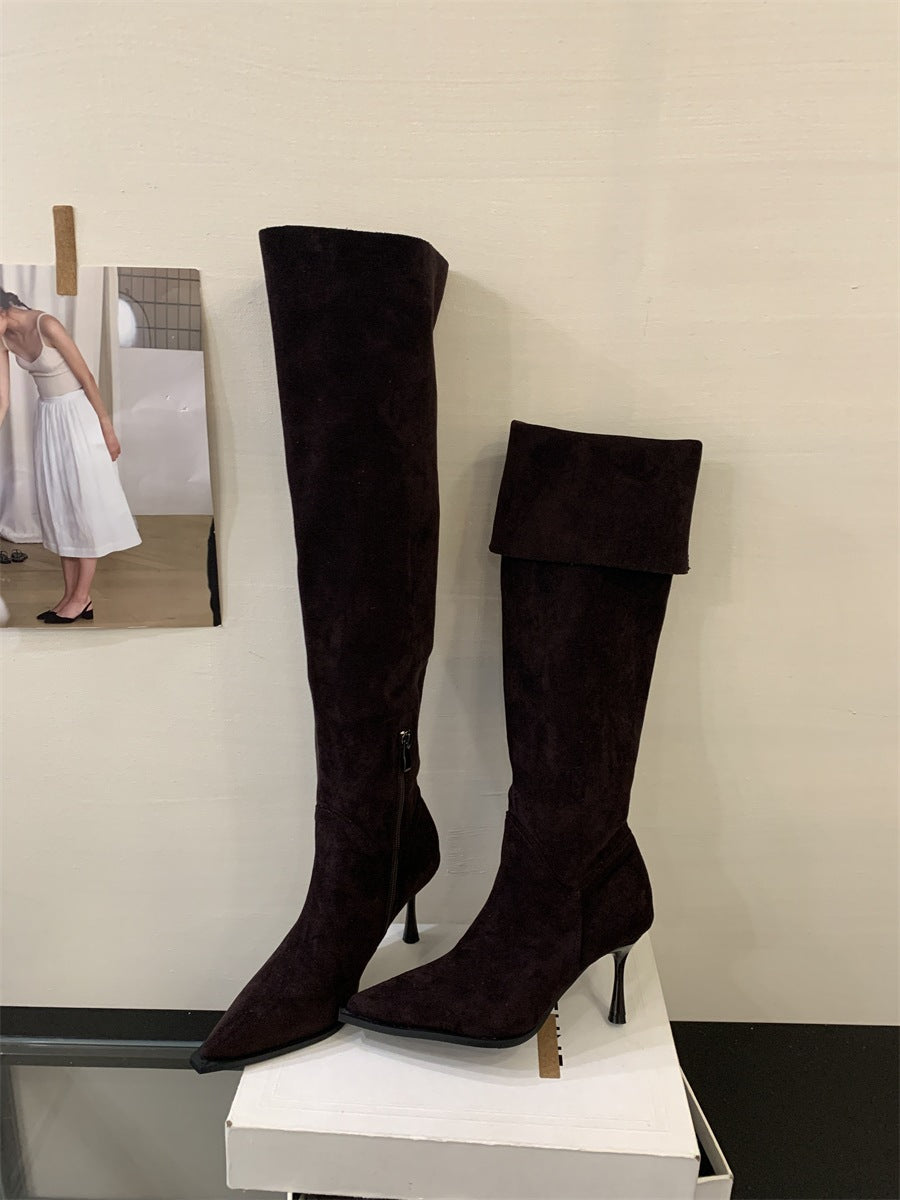 Women's Tax-free Suede High Elastic Pointed Skinny Heels