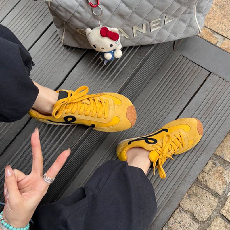 Women's Retro German Training Head Tilt Color Matching Sports Sneakers