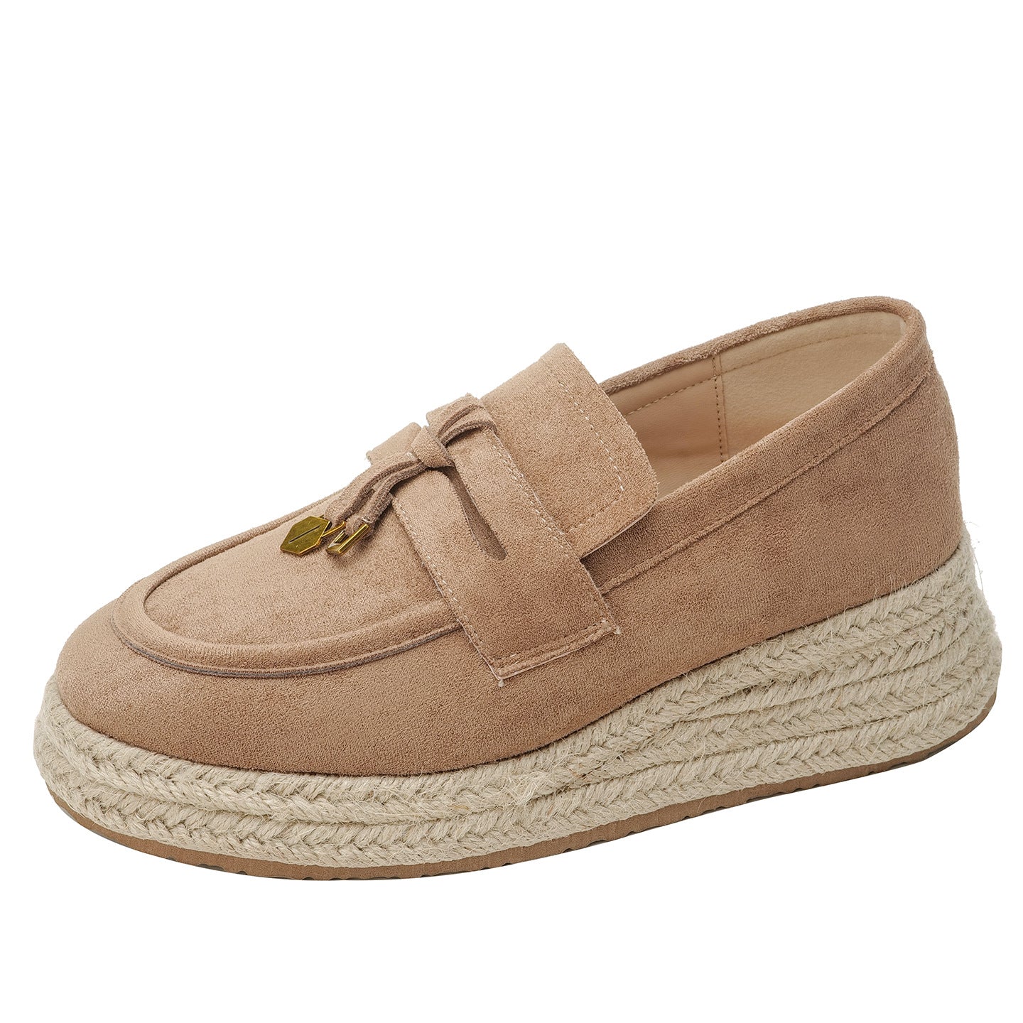Increasing Insole Straw Fisherman Muffin Woven Flax Thick Bottom Slip-on Women's Casual Shoes
