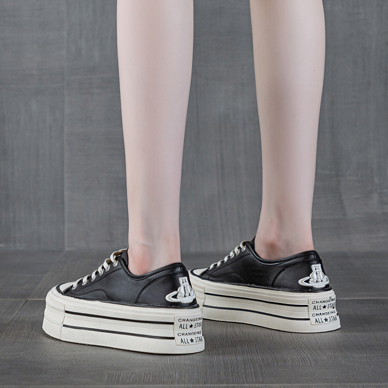 Women's Round Toe Platform Sports White Women's Board Shoes