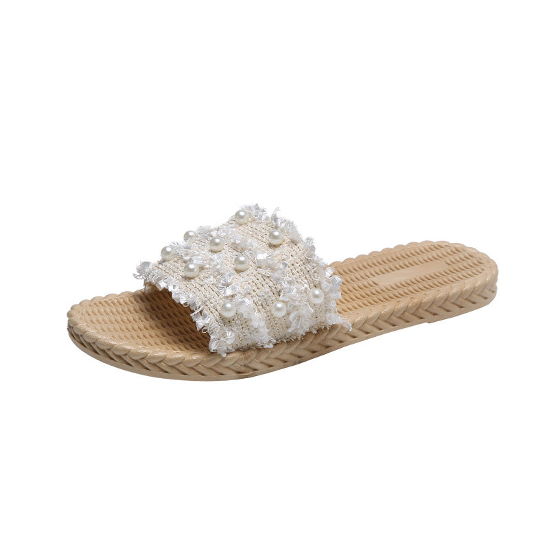 Women's Pearl Flat Word Beach Outer Wear Sandals