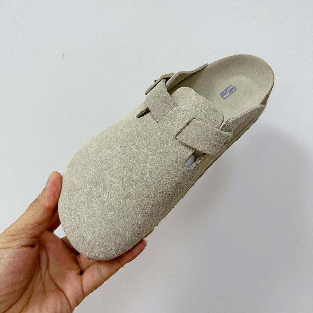 Women's & Men's Regular Pattern Couple Flat Toe Box Genuine Bo Cork Foot Slippers