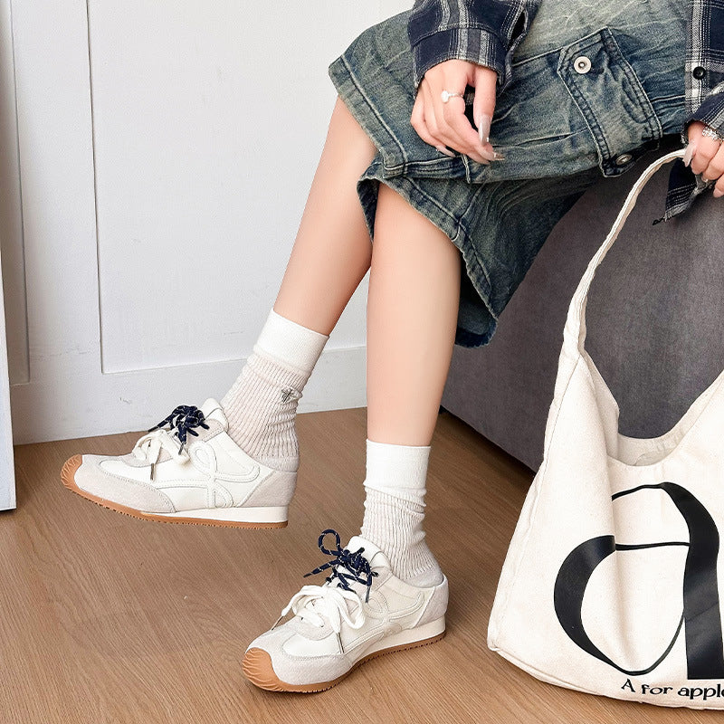 Women's Increasing Insole Closed Toe Half Outer Wear Slip-on Lazy Moral Women's Casual Shoes