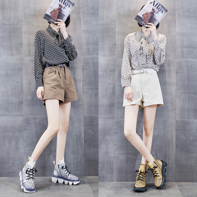 Women's Hollow Martin British Style Authentic Platform Sandals