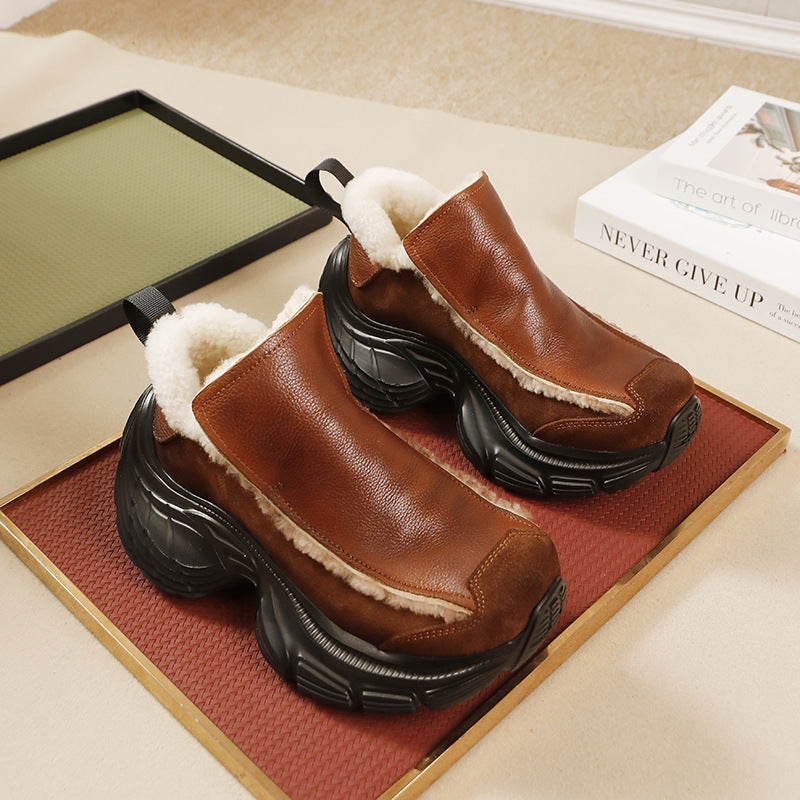 Women's Winter Thick Warm Real Fur Integrated Women's Shoes