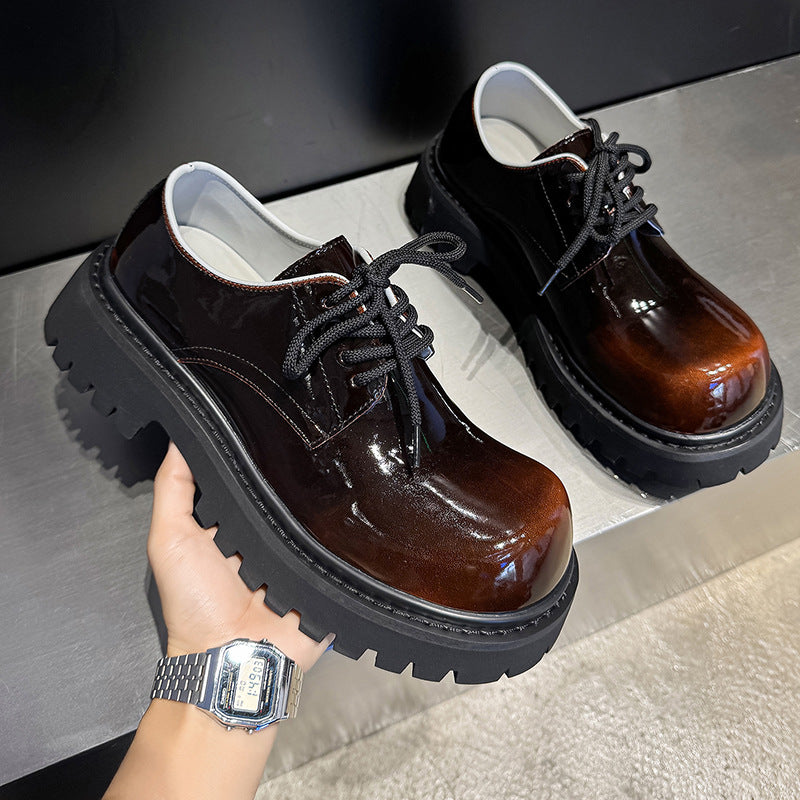 Men's Autumn Derby Big Head Glossy British Men's Casual Leather Shoes