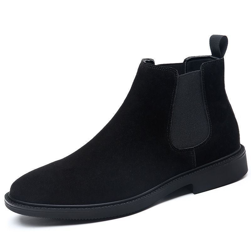 Men's Chelsea Suede British Fur Short Soft Men's Business Leather Shoes