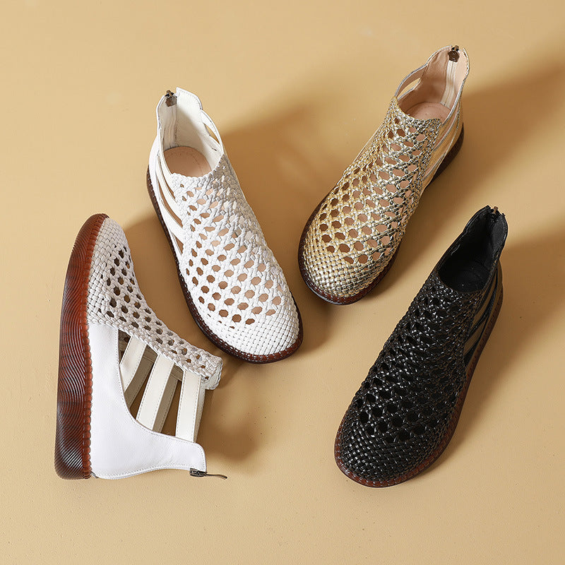 Women's Hollow Out Breathable Hole Pumps Comfortable Flat Soft Heels