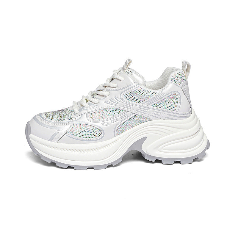 Women's & Men's Authentic Clunky Slimming Platform Lightweight Rhinestone Men's Shoes