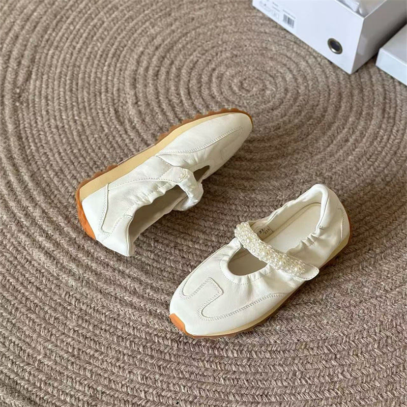 Women's Dong Pearl Ballet Velcro Height Increasing Women's Shoes