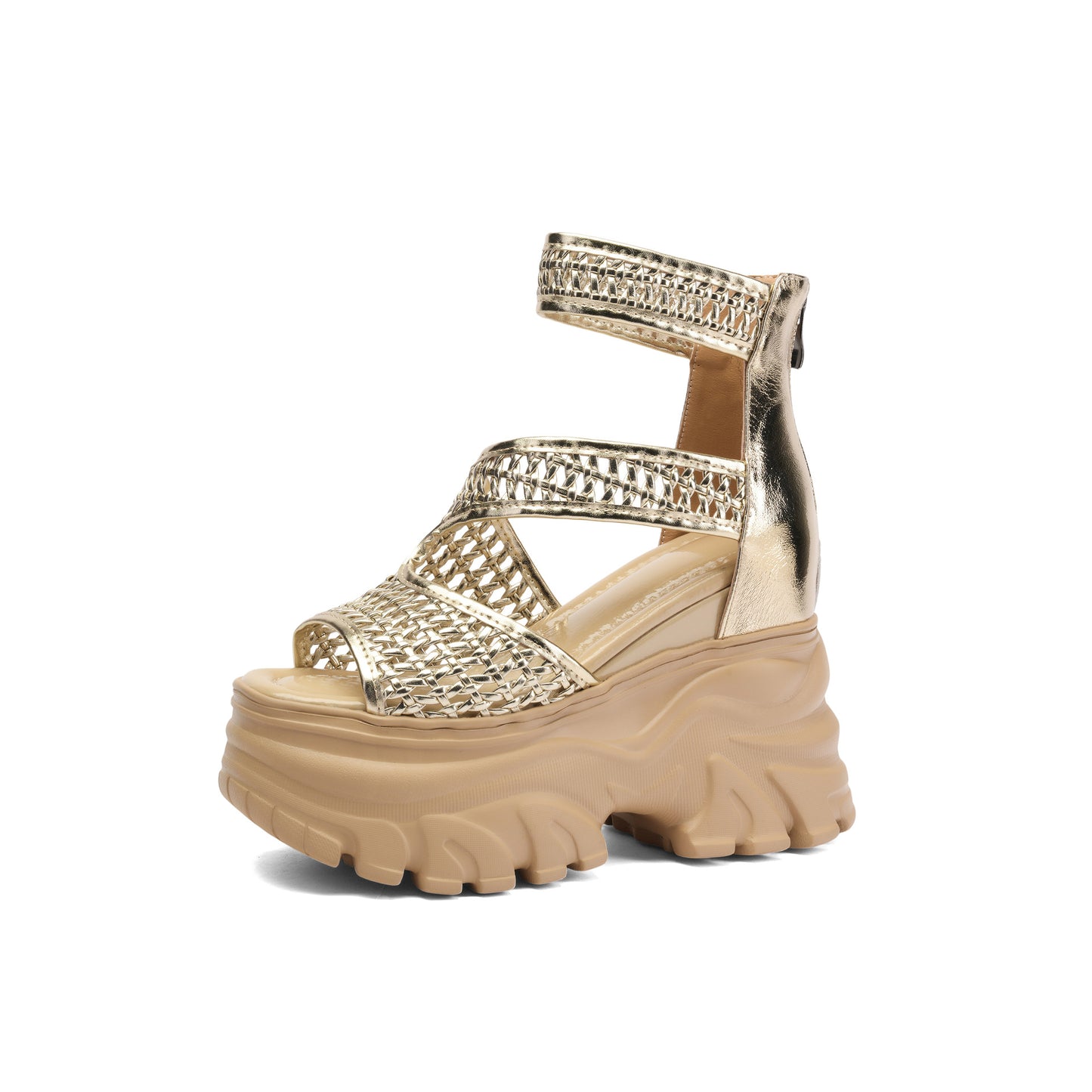 Women's Increasing Insole Summer Thick-soled Peep Toe Woven Fashion Wedge Thick-soles Slippers