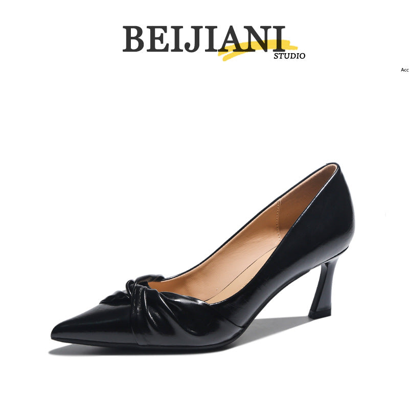 Women's Sheepskin Pointed Toe Twisted High Stiletto Women's Fashion Shoes