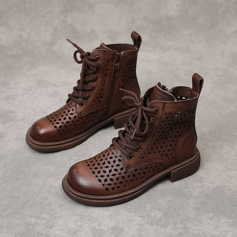 Women's Hollow Out Flat Low Short Soft Boots