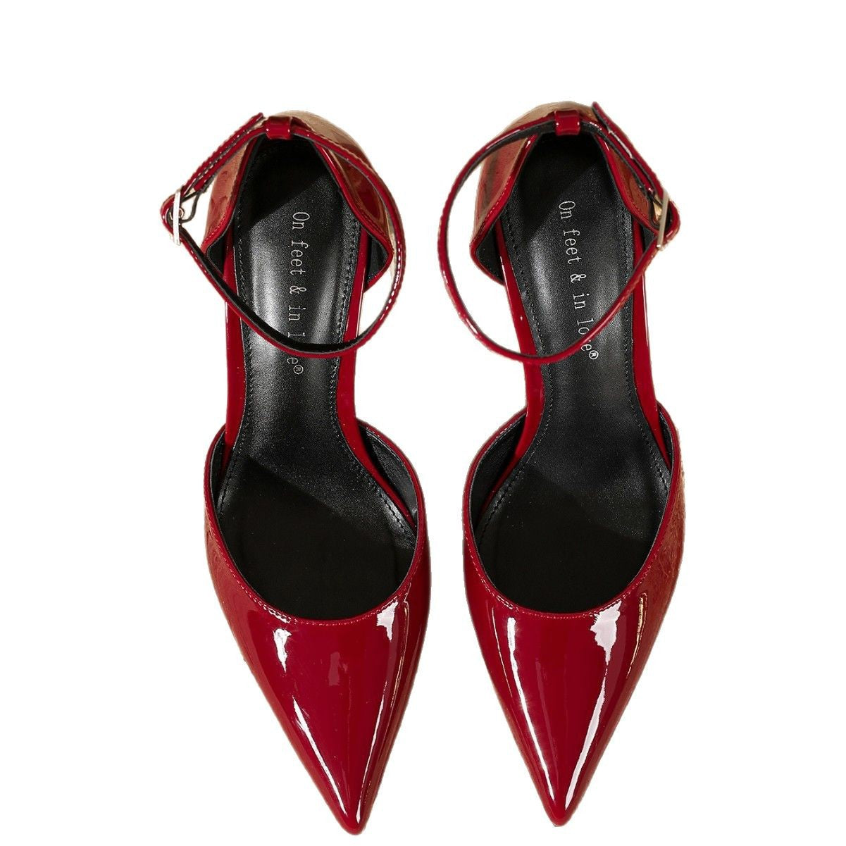 Women's Summer Buckle Wine Red Hollowed Fashion Heels