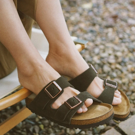 Women's & Men's Full Cowhide Summer Genuine Cork Platform Slippers