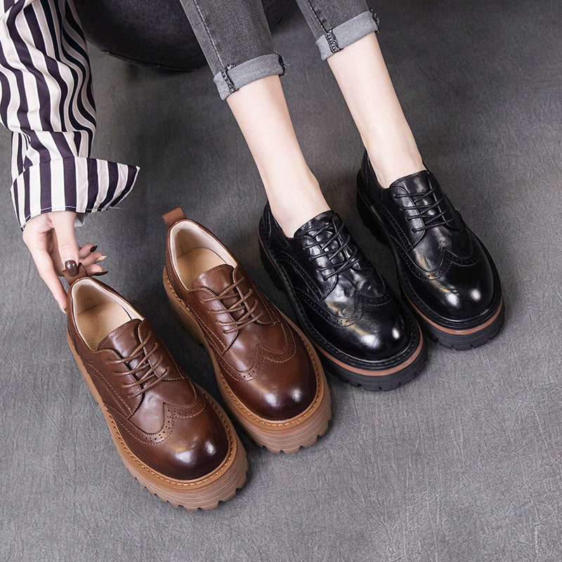 Women's Layer Cowhide Spring Genuine Retro Hand Men's Shoes
