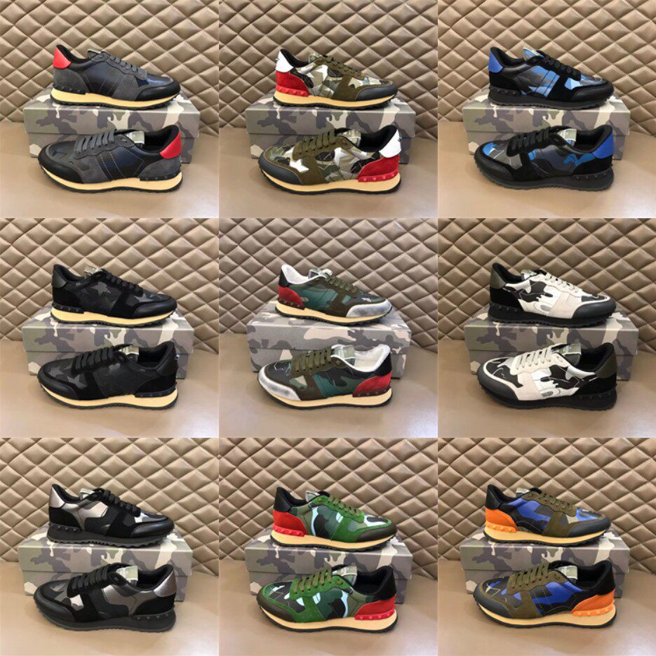 Men's Camouflage Rivet Platform Genuine Fashion Lace Up Increased Women's Casual Shoes