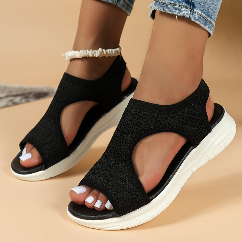 Women's Summer Mesh Platform Slip-on Peep Toe Leisure Sandals