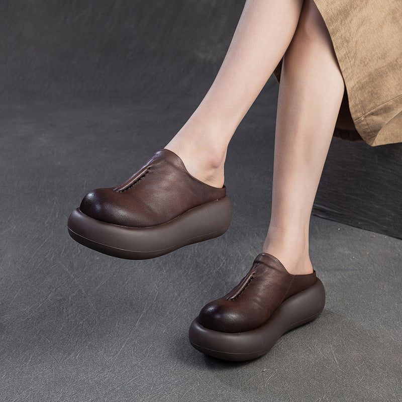 Women's Platform Slip-on Thick Bottom Toe Cap Slippers
