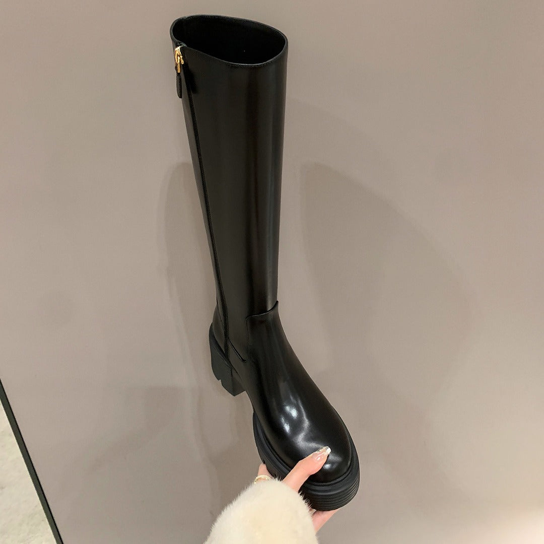 Women's Su Roaming Dublin Platform Side Zipper Thigh Women's Leather Boots