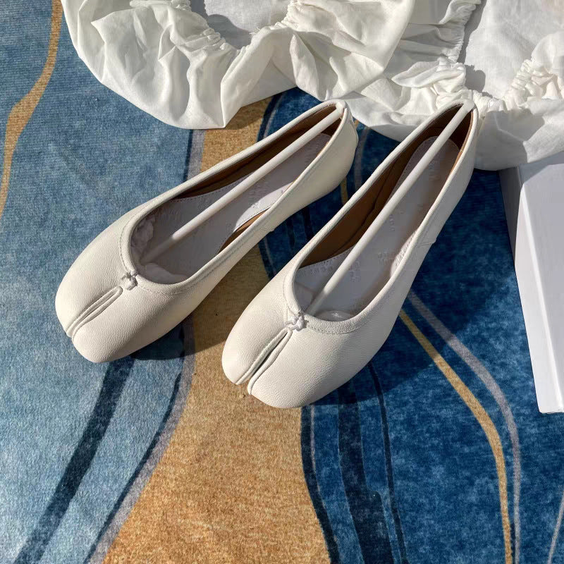 Women's Pleated Flat Round Toe Trotter Horseshoe Women's Fashion Shoes