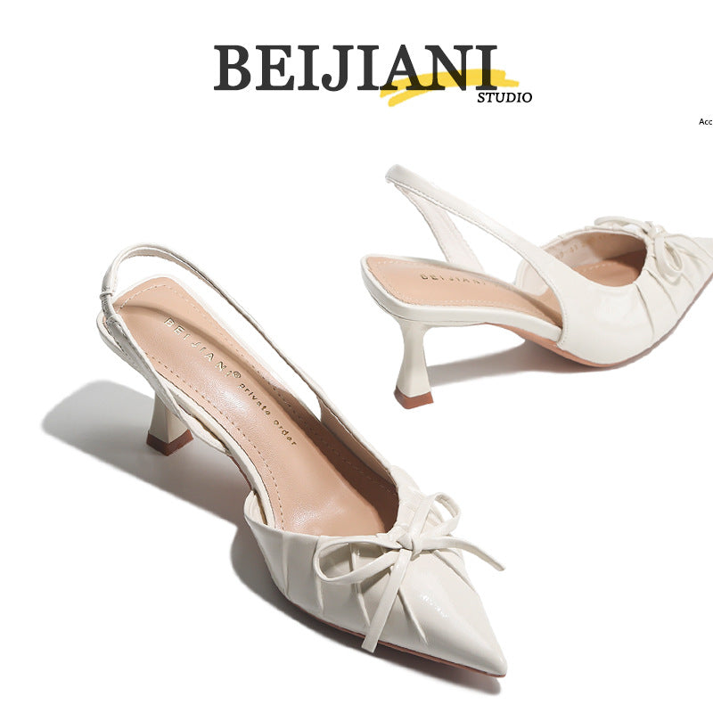 Women's Bowknot Closed Toe Back Strap Stiletto Women's Fashion Shoes