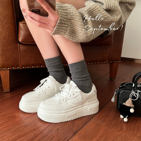 Women's Thick Bottom White Dress Autumn Height Sneakers