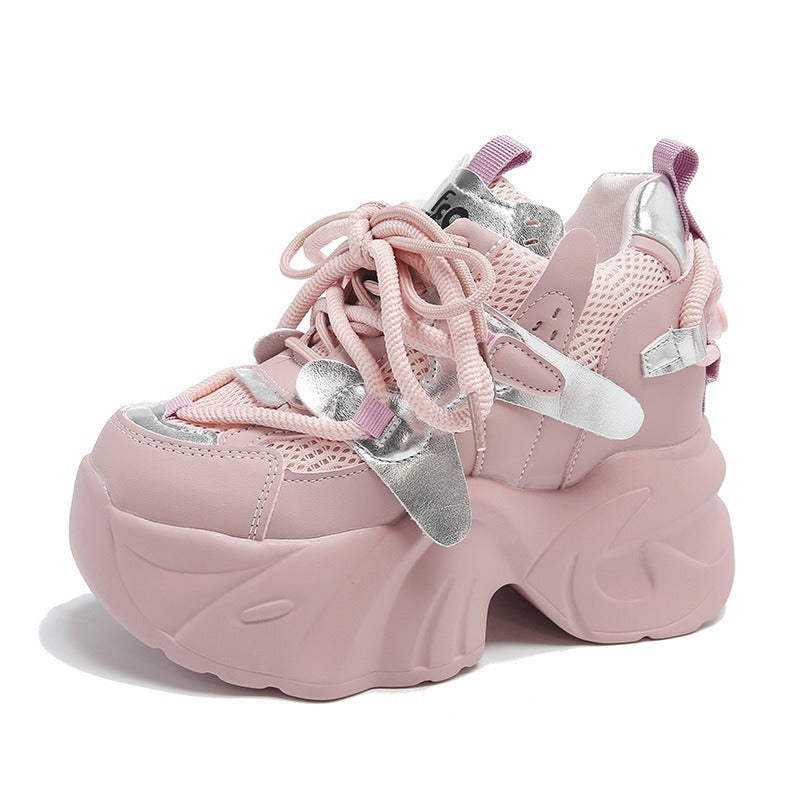 Women's Mesh Surface Platform Small Height Increasing Women's Sports Shoes