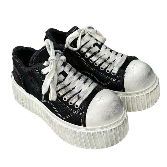 Women's Dirty White For Summer Platform Board Women's Canvas Shoes
