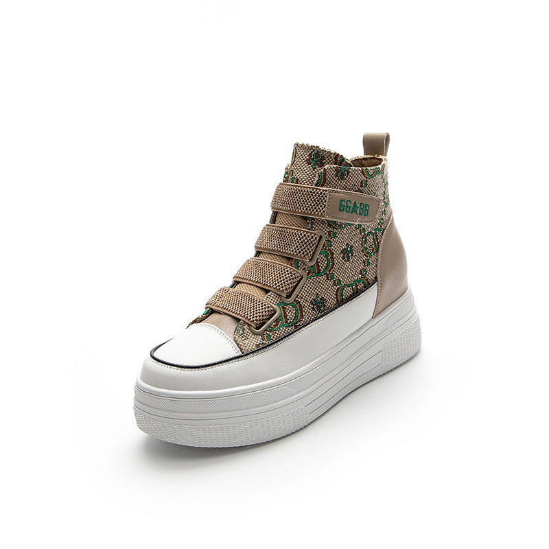 Women's White Boutique Small Flat Platform Muffin Height Increasing Women's Casual Shoes