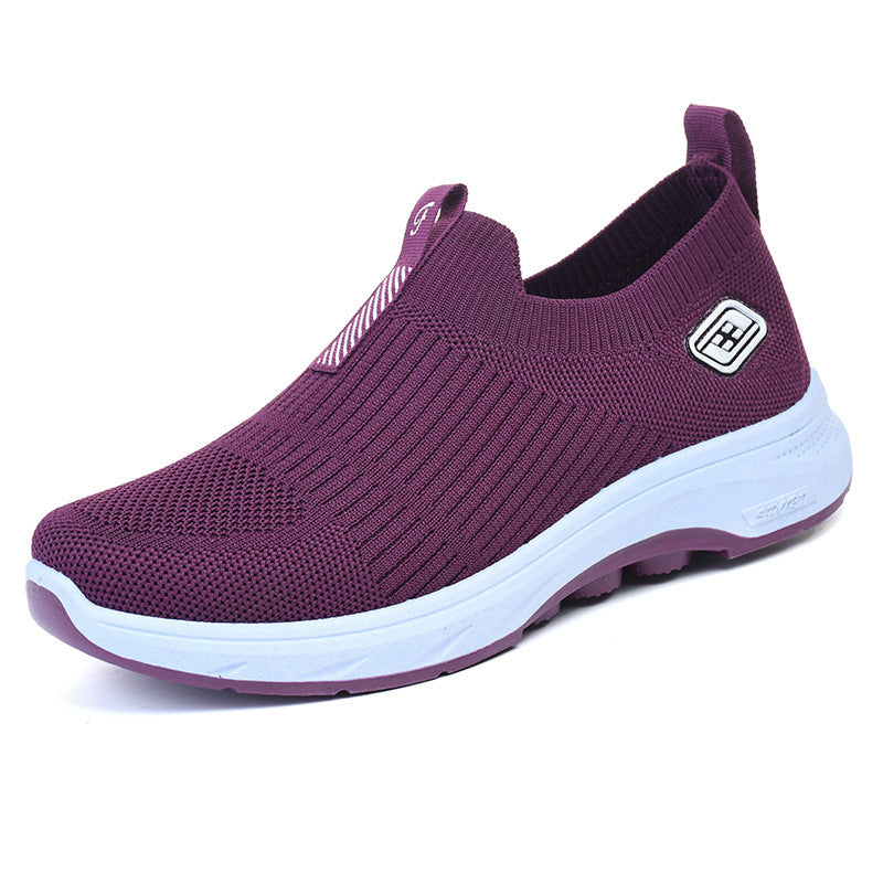 Flying Woven Breathable One Pedal Lazy Mom Casual Shoes