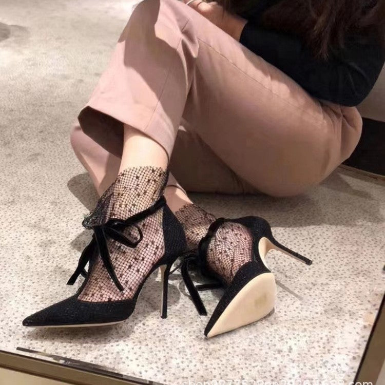 Women's Breathable Lace Mesh Summer Pointed Stiletto Sandals