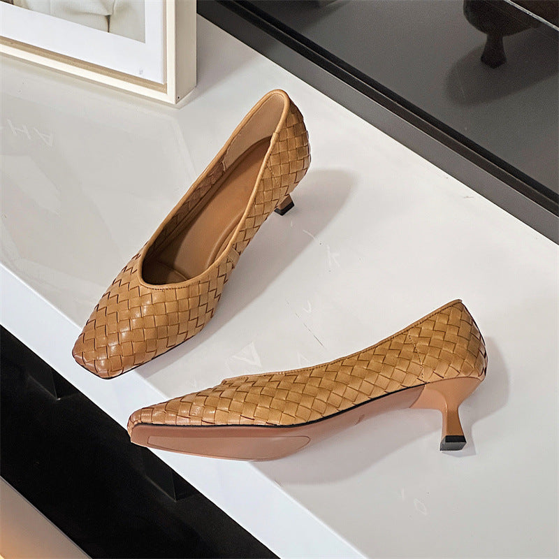 Women's Cowhide Authentic Weave High Summer Comfortable Women's Fashion Shoes