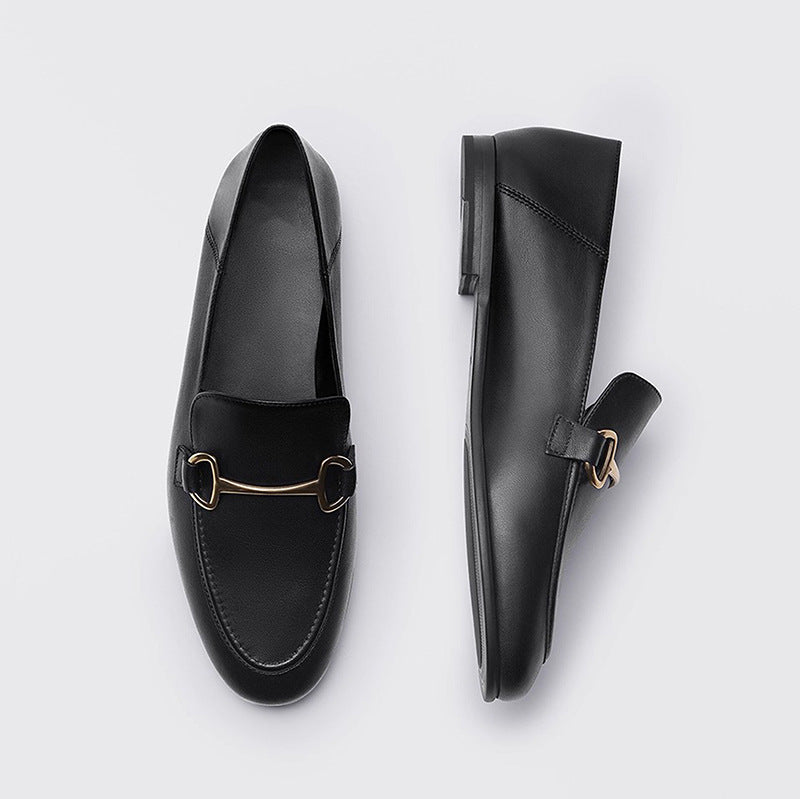 Women's Breathable Soft Buckle Slip-on Step-on Lazy Loafers