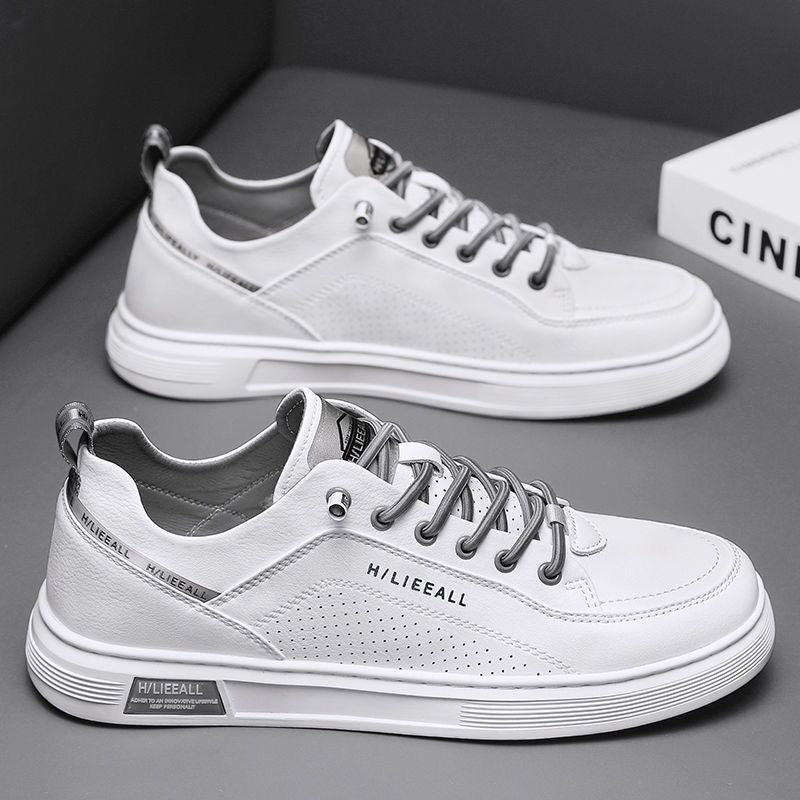 Men's Korean Style Versatile White Thick Bottom Sports Sneakers