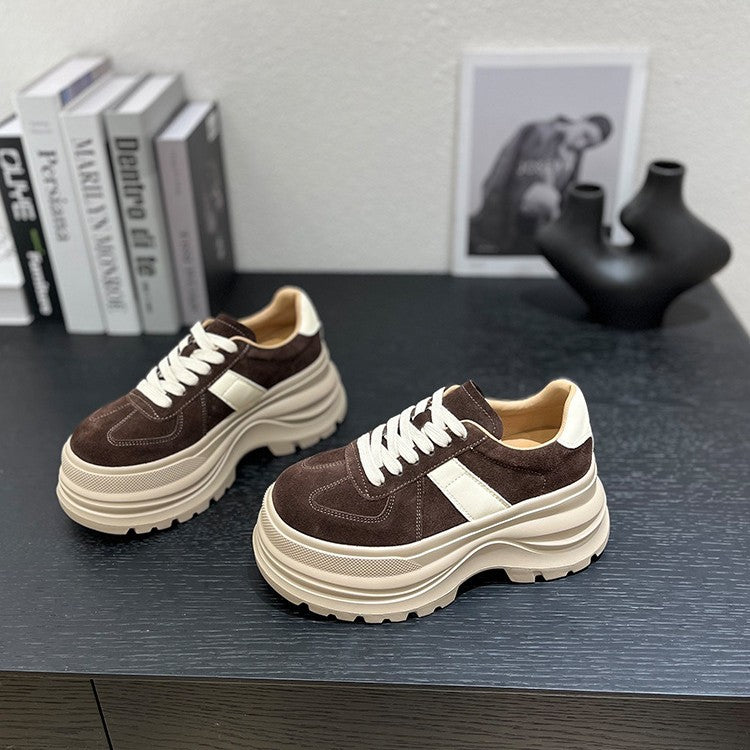 Women's Autumn Platform Round Toe Lace Color Women's Casual Shoes