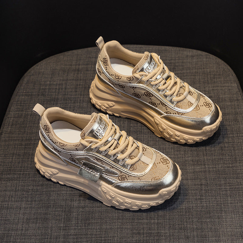 Women's Autumn French Round Head Thick Bottom Height Increasing Fashion Sports Women's Casual Shoes