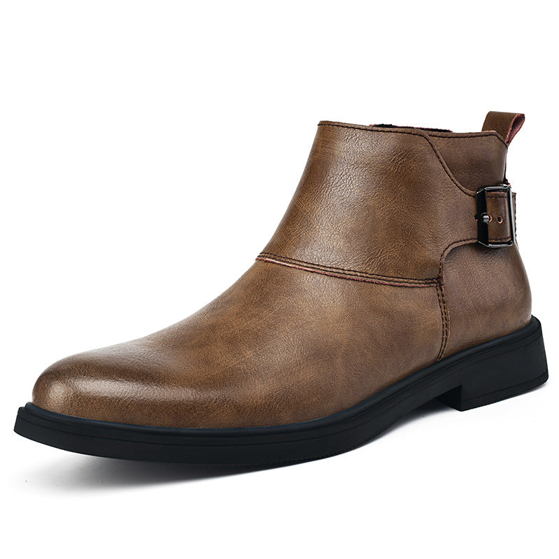 Men's Plus Size British Style Short Zipper Boots