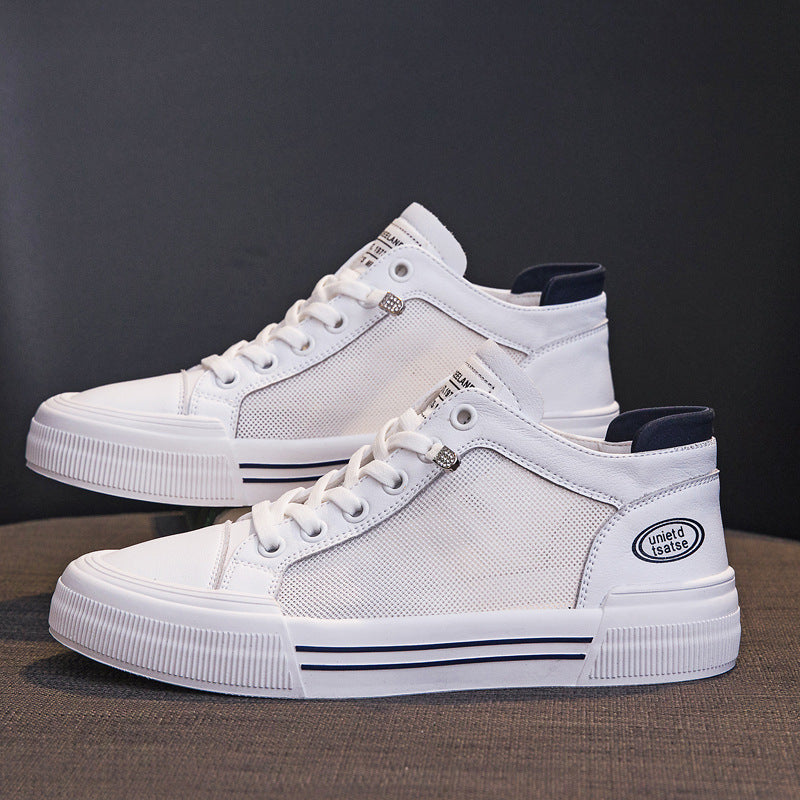 Women's White Summer Breathable Mesh Panel Korean Sneakers