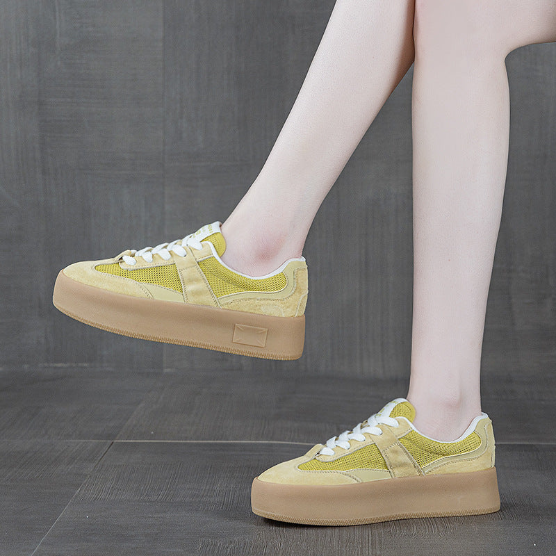 Women's German Training Thick-soled Soft Bottom White Spring Versatile Mesh Women's Board Shoes