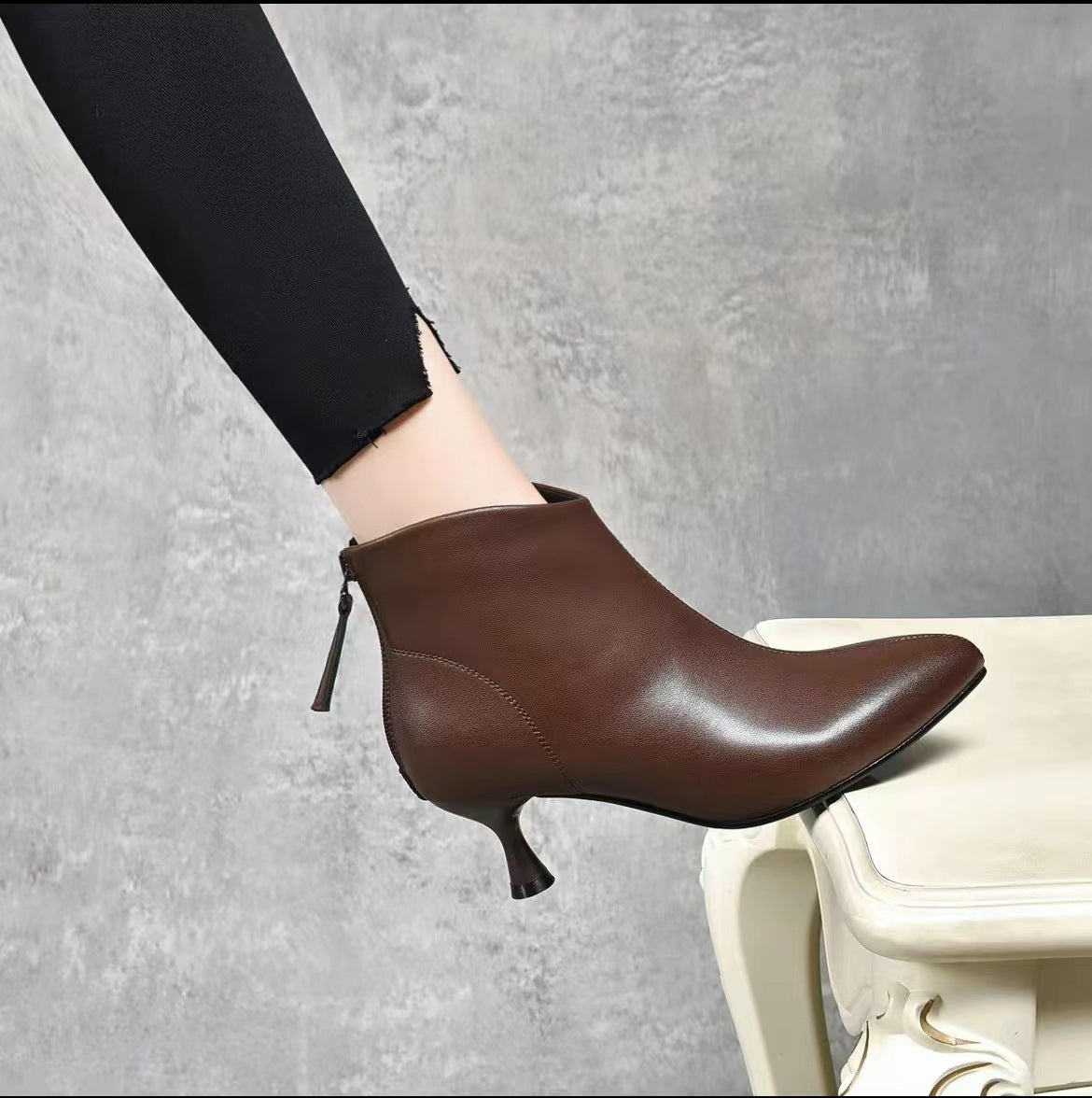 Women's Low Pointed Toe Mid Soft Fleece-lined Boots