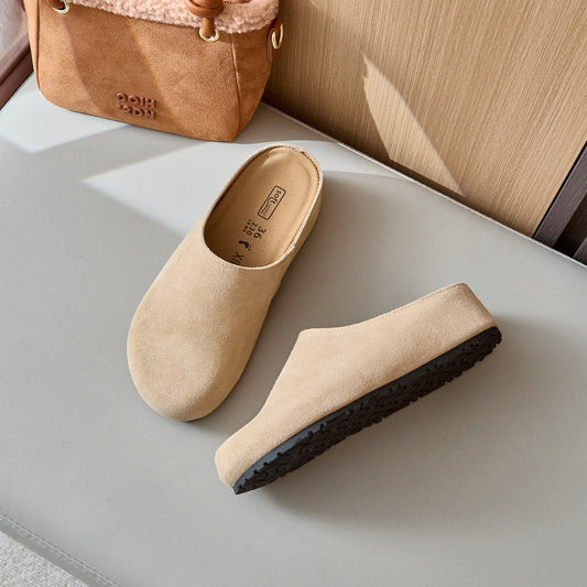 Women's Toe Cap Thick Sole Half Outer Wear Semi Slip-on Slippers
