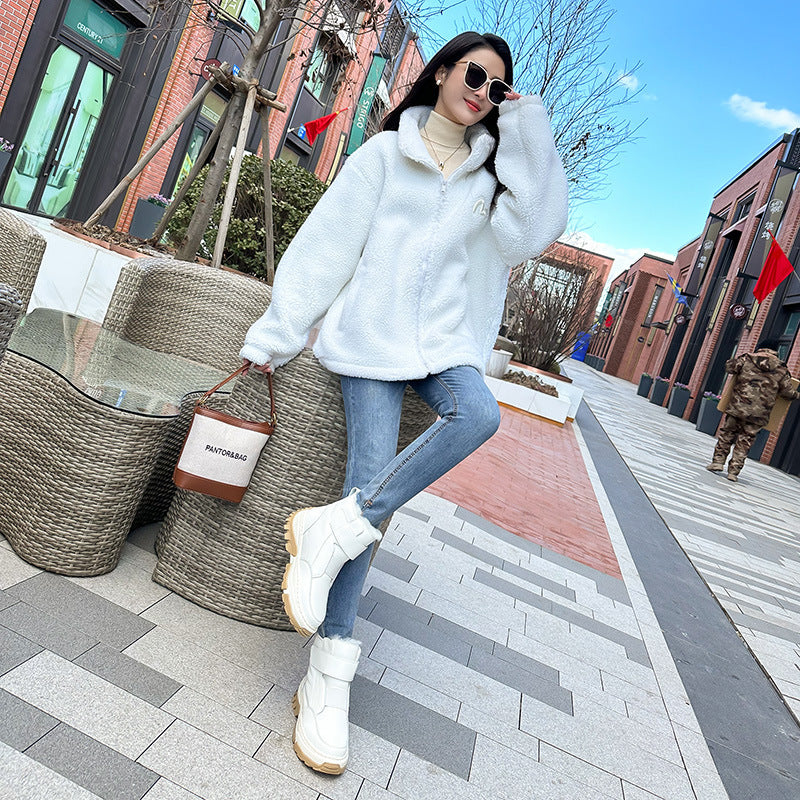 Women's Winter Fleece-lined Thick Warm Northeast Cowhide Snow Boots