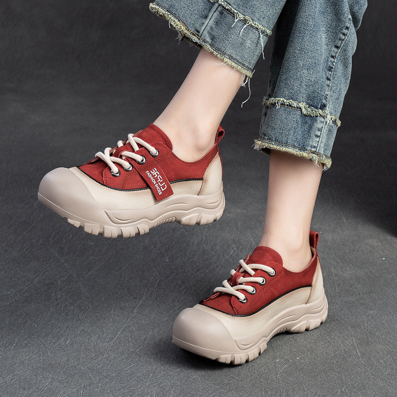 Women's Shu Chun Color Matching Niche Lightweight Pumps Retro Flat Women's Shoes