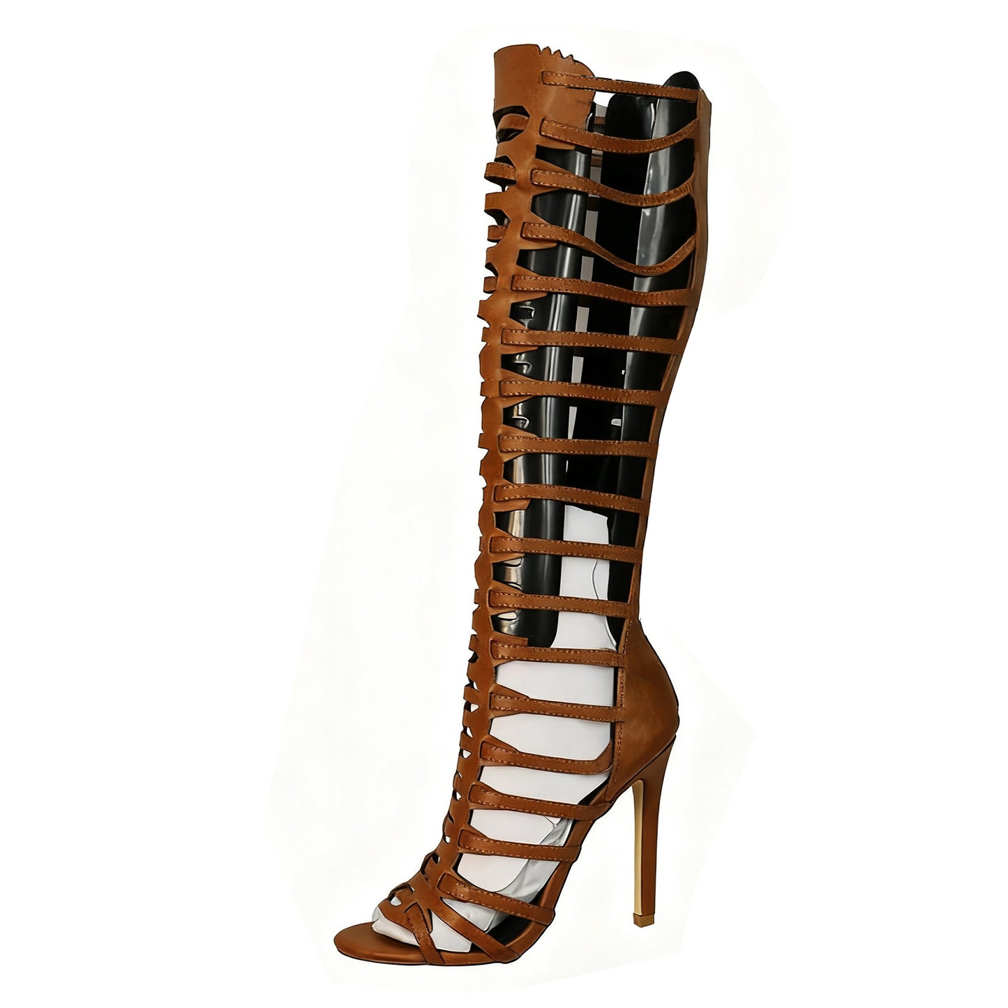 Roman Style Narrow Combination Back Zipper High Heeled Sandals