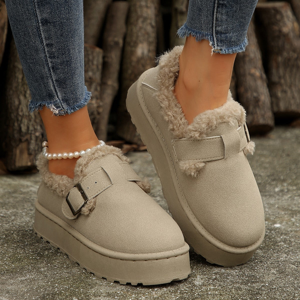 Women's Plus Size For Winter Retro Cotton Fleece-lined Women's Shoes