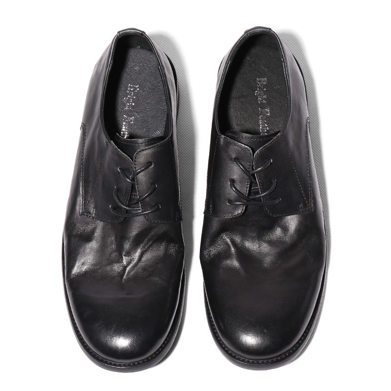 Men's European Size Round Toe First Layer Leather Shoes