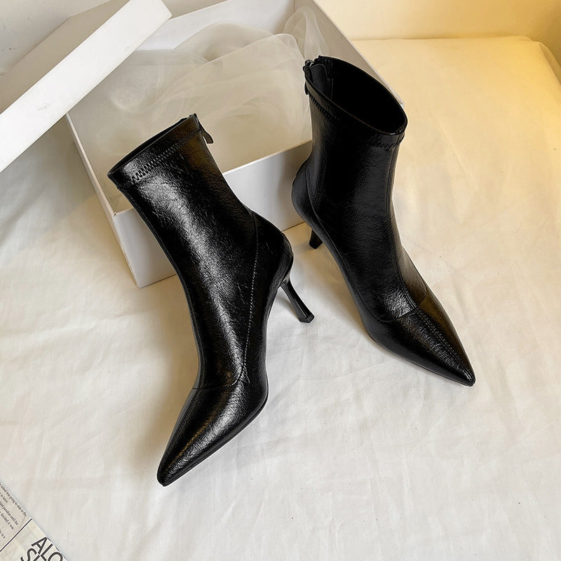 Women's Pointed Toe Stiletto Ankle Small Slim Fit Boots