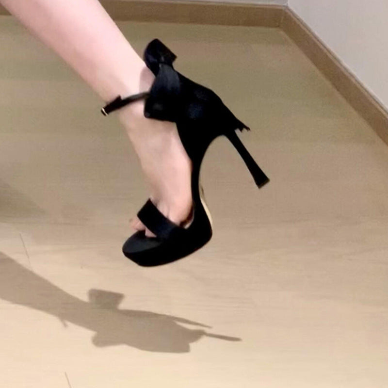 Women's Summer Fashion Open Toe Strap Bow High Heeled Sandals