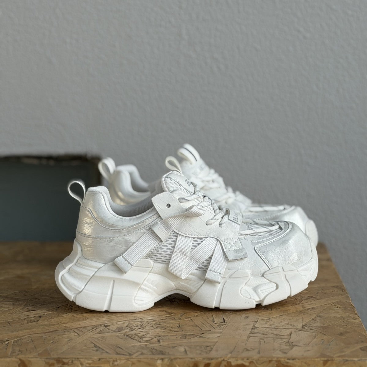Women's Spring Platform Patchwork Structure Dad Lace Up Sneakers